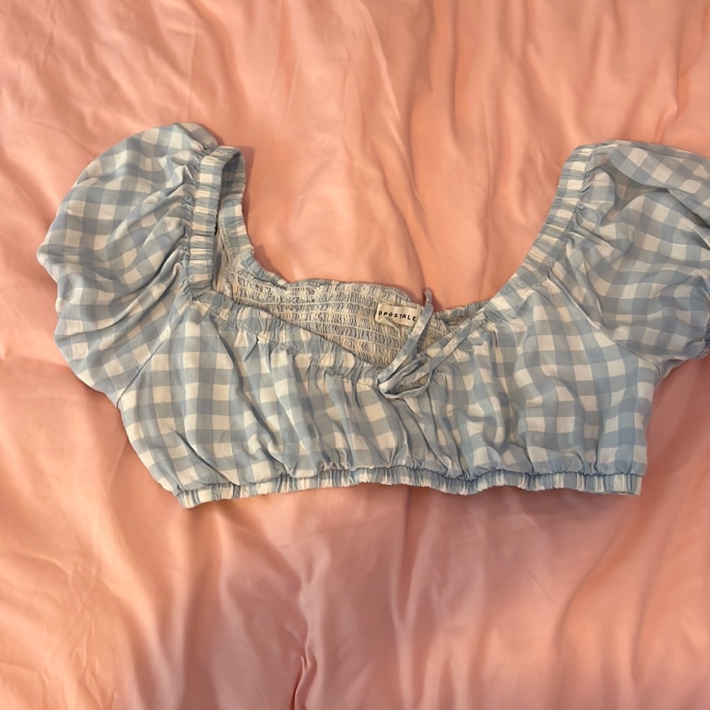 gingham puff sleeve crop top from aeropostale